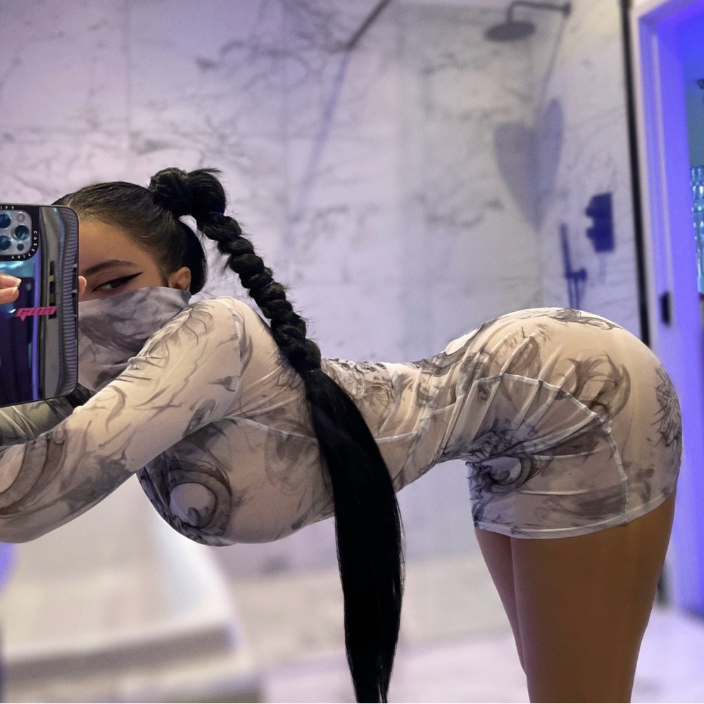 Dragon Print mesh mini dress